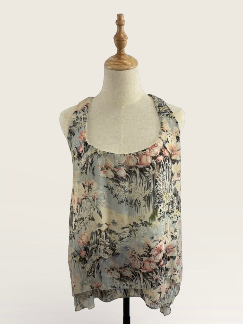 Myth NYC Floral BohemianTop with Ruffle Razor Back, Size S